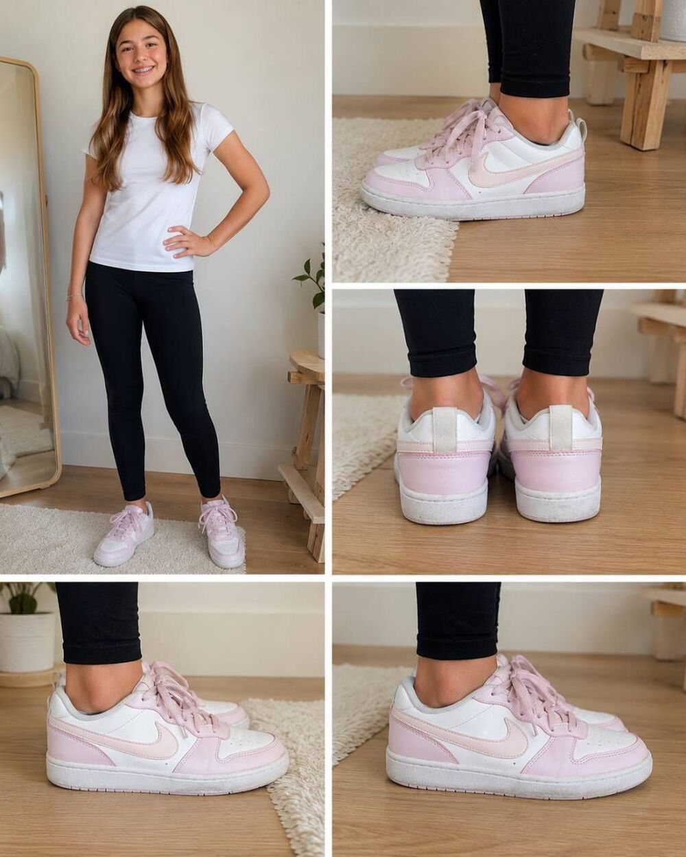 Nike Court Borough Low Recraft Big Kids White Pink Foam Sneakers DV5456-105 Size